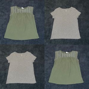 Lot of two GAP XS Tops - Green Sleeveless Crochet Top & Gray Bejeweled Top